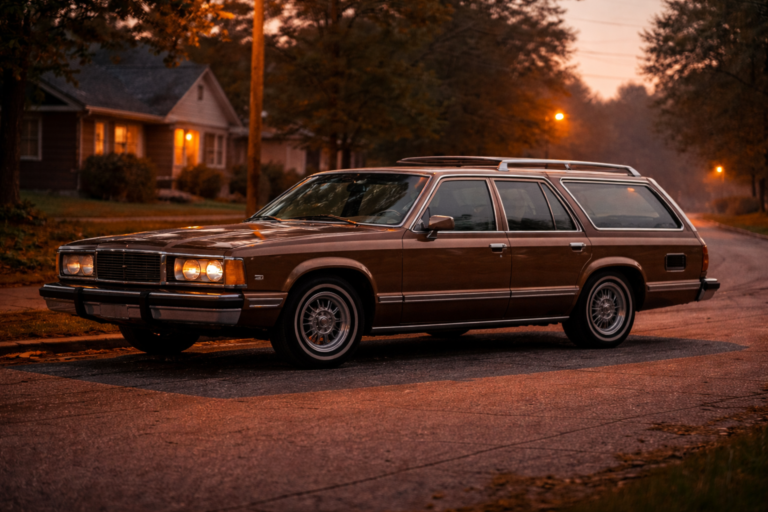 1980s brown station wagon similar to Nancy Wheeler’s car in Stranger Things